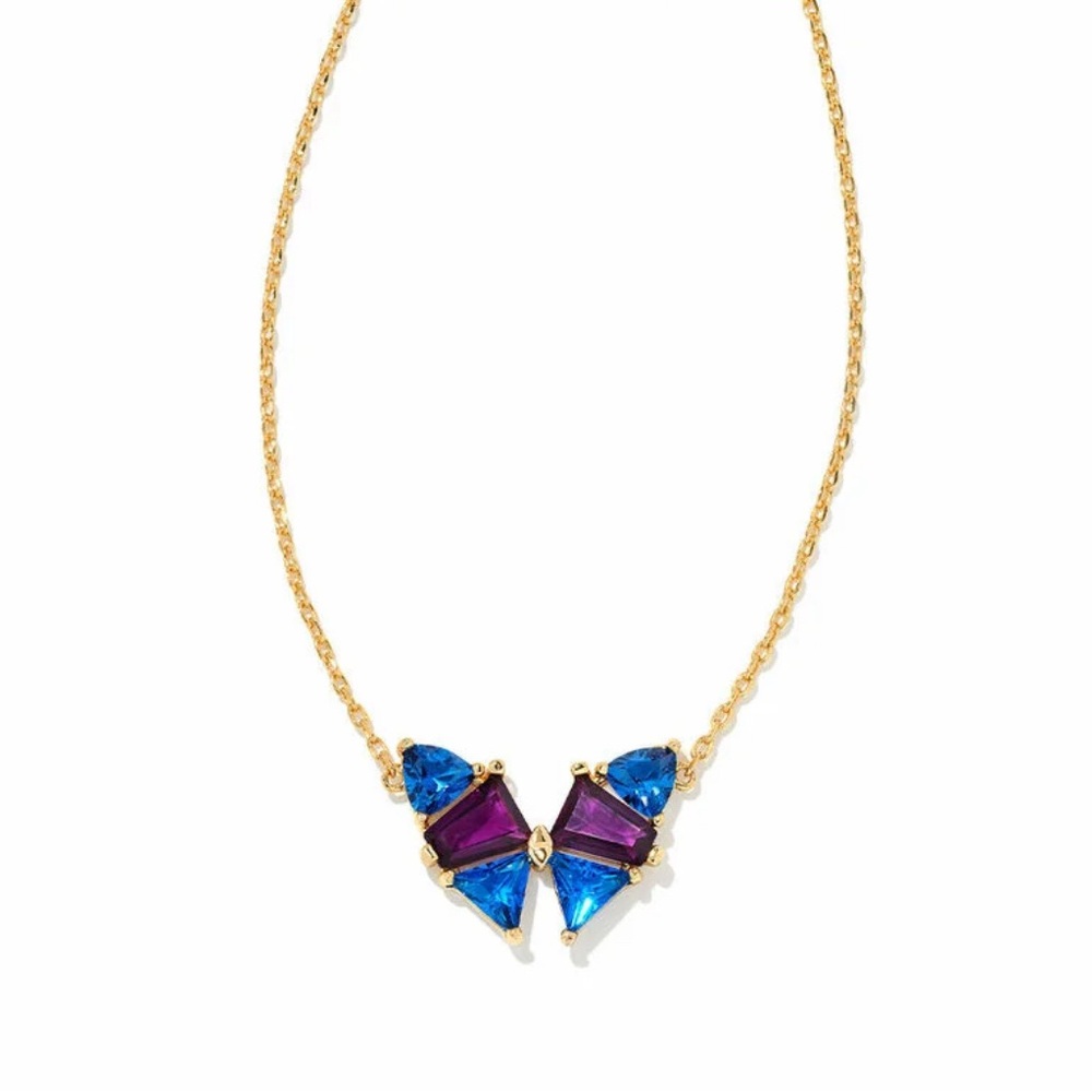 Kendra Scott blue and purple butterfly necklace